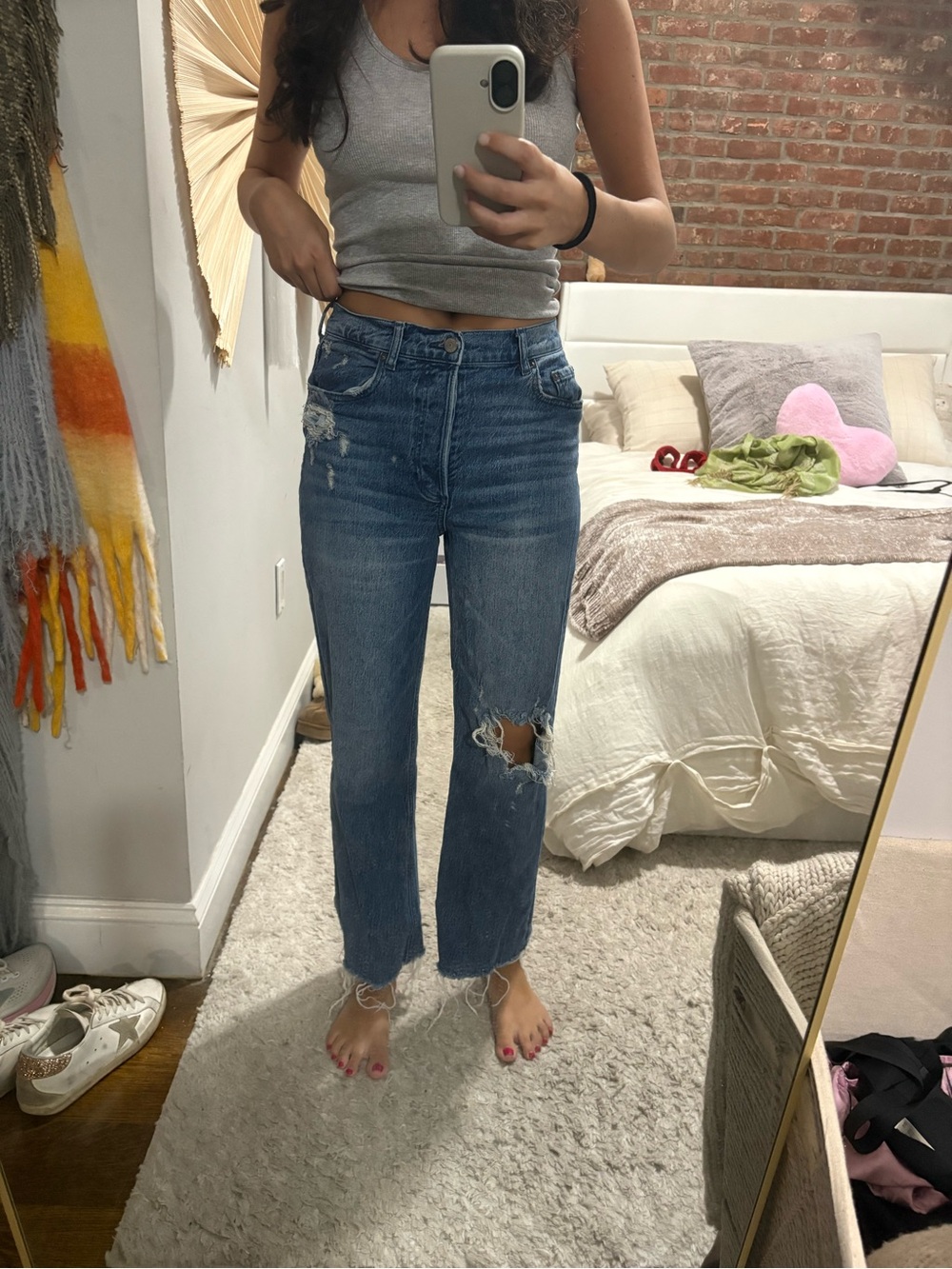Boyish high Rise Distressed Straight Leg Women’s Jeans - Blue